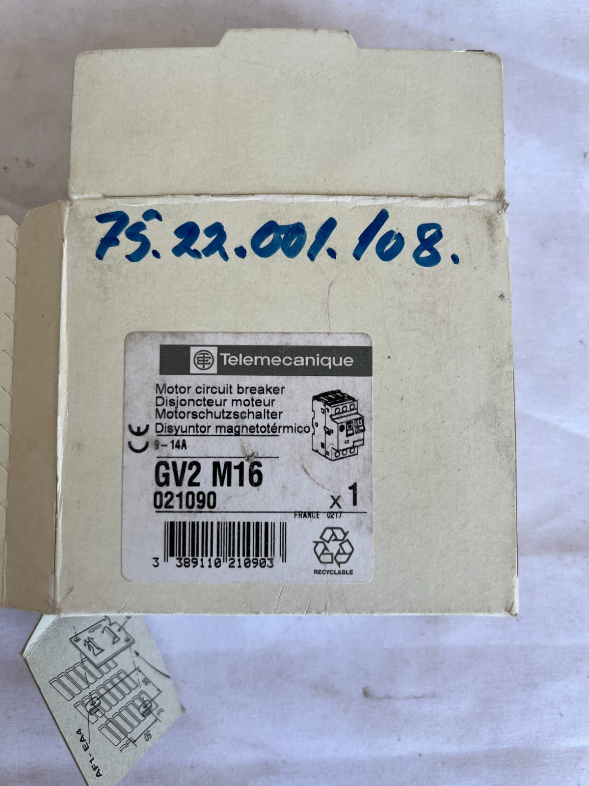 Telemecanique GV2 M16 Motor Circuit Breaker 9-14A New Spare Unit