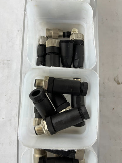 M12 Field Wireable Connectors 4 & 5 Pin Angled Bundle Used Spare Parts