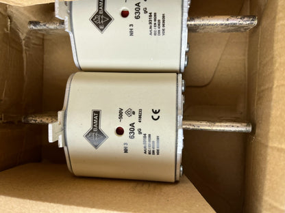 3x Bals Bamat NH3 93184 Fuse 630A 500V gG Industrial Knife Blade NEW (Box of 3)