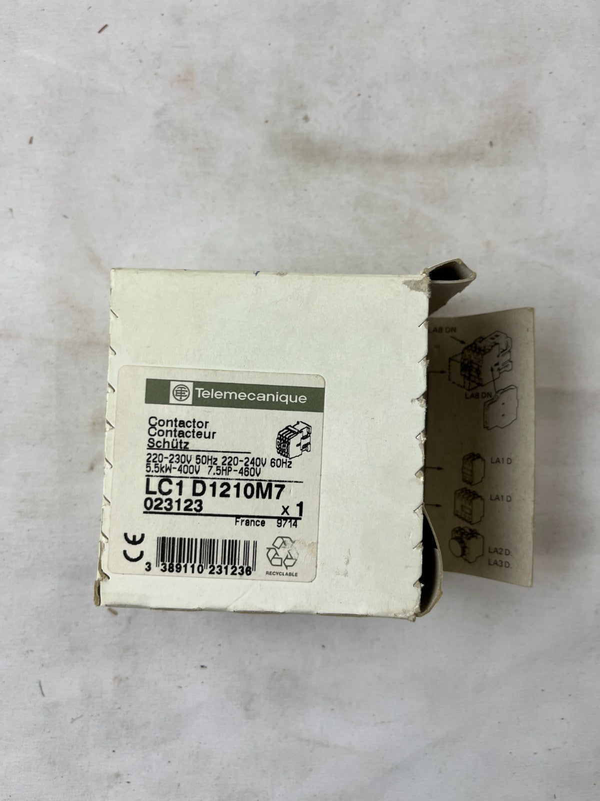 Telemecanique LC1D1210M7 Contactor 25A 5.5kW 3-Pole 220–240V AC Coil New In Box