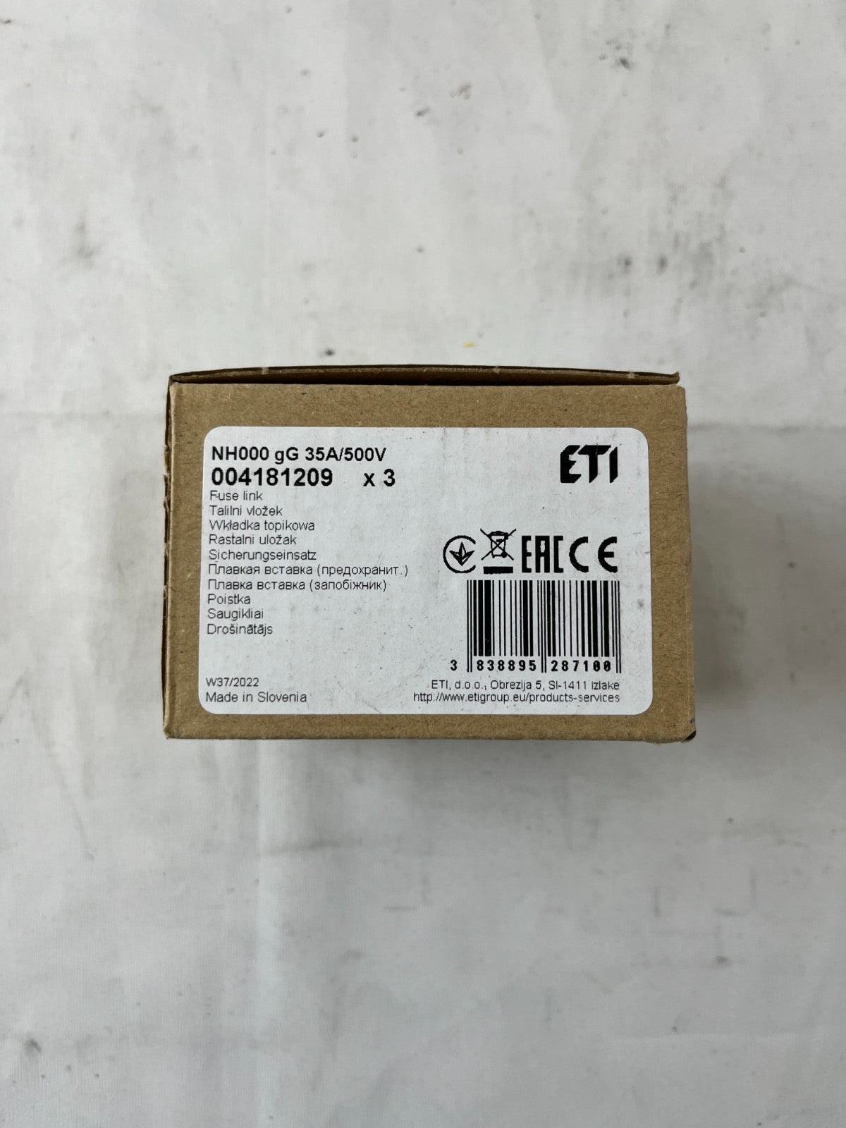 ETI NH000 Fuse Link 35A 500V gG NH Fuse 004181209 3pcs New in Box