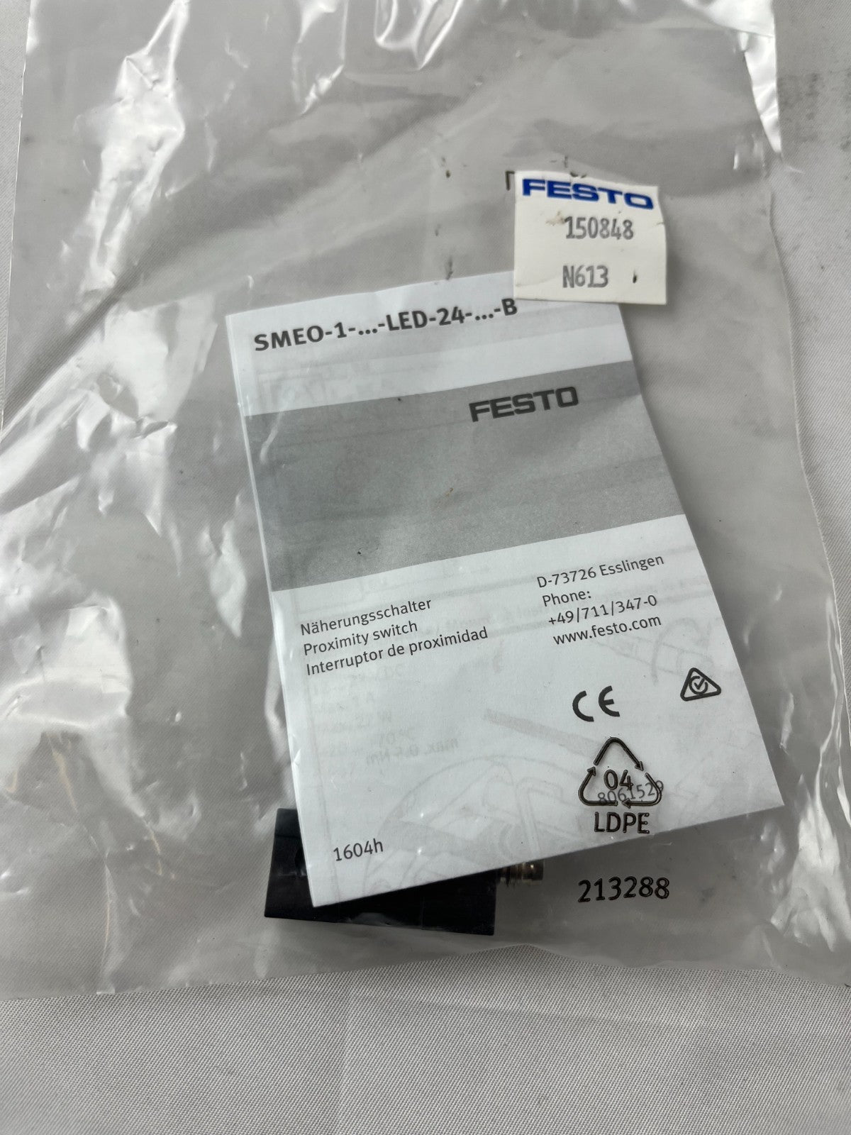 FESTO SMEO-1-LED-24V Proximity Sensor NEW Optical Block 24V LED 150848 Sealed