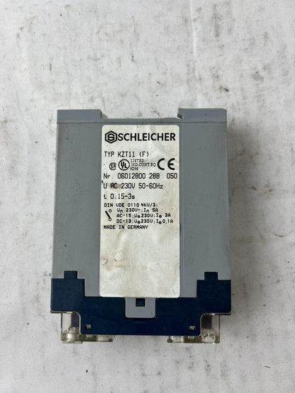 Schleicher KZT11 Timer Relay 230VAC 0.15-3s Time Delay DIN Rail Used Spare Unit