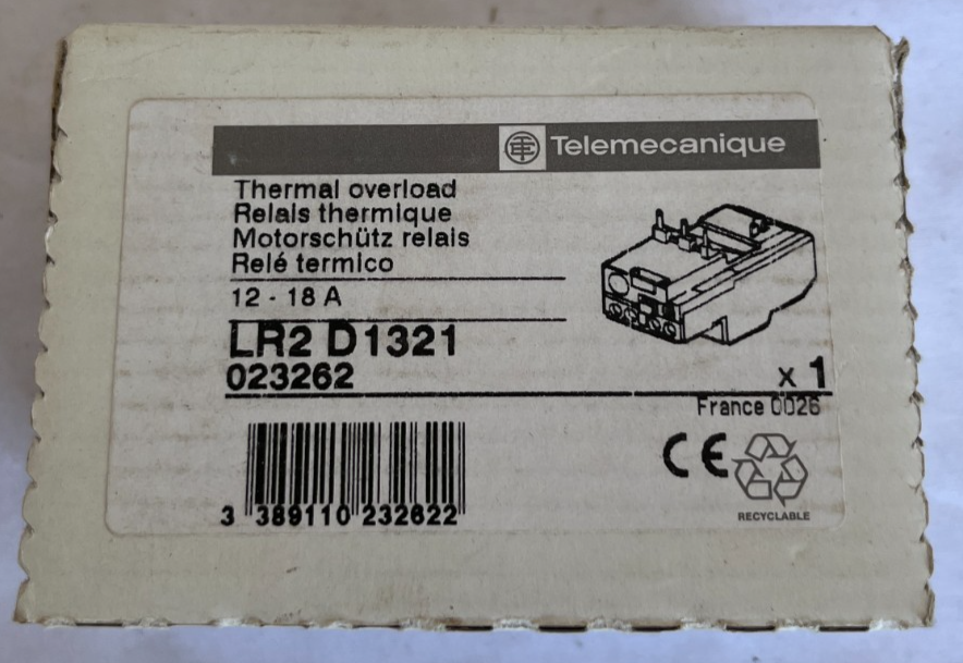Telemecanique LR2 D1321 Thermal Overload Relay 12-18A New Spare Unit