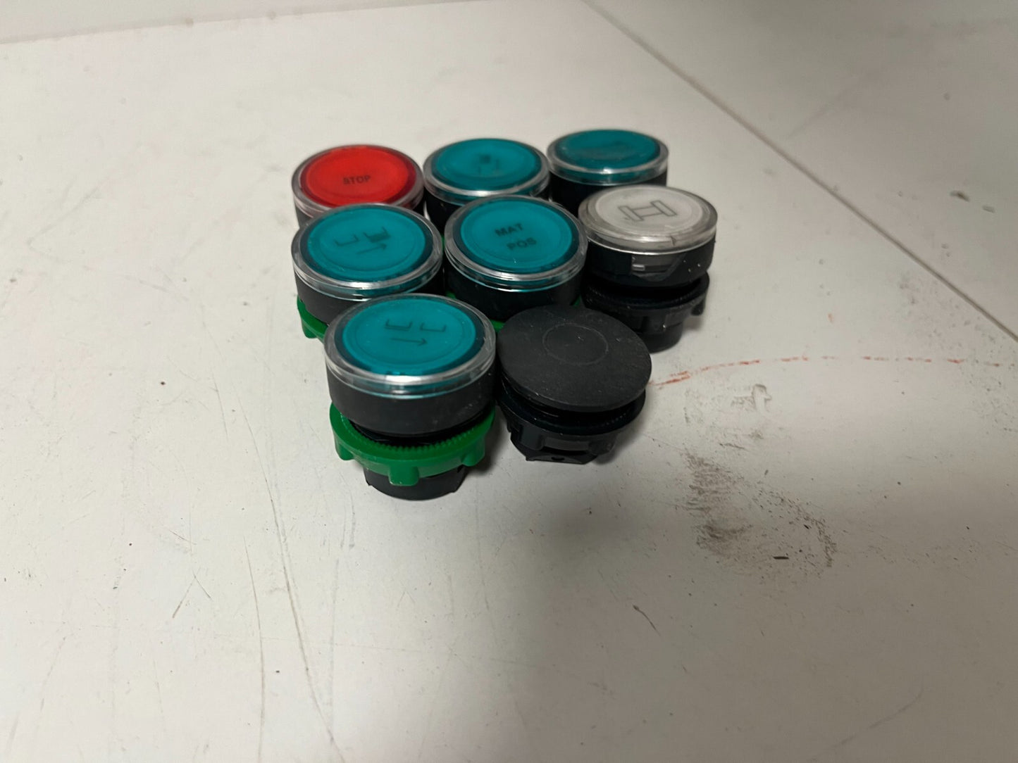 Lot of 9 Industrial Push Buttons & Emergency Stop - Schneider Electric & Others