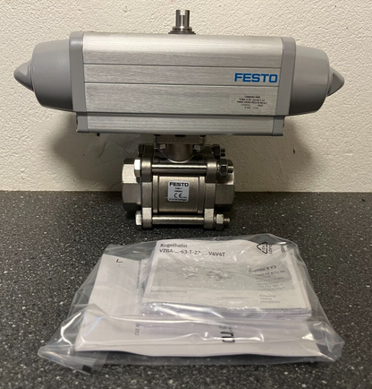 Festo VZBA 1-1/4" Stainless Steel Pneumatic Ball Valve Actuator VZBA-63-T-22