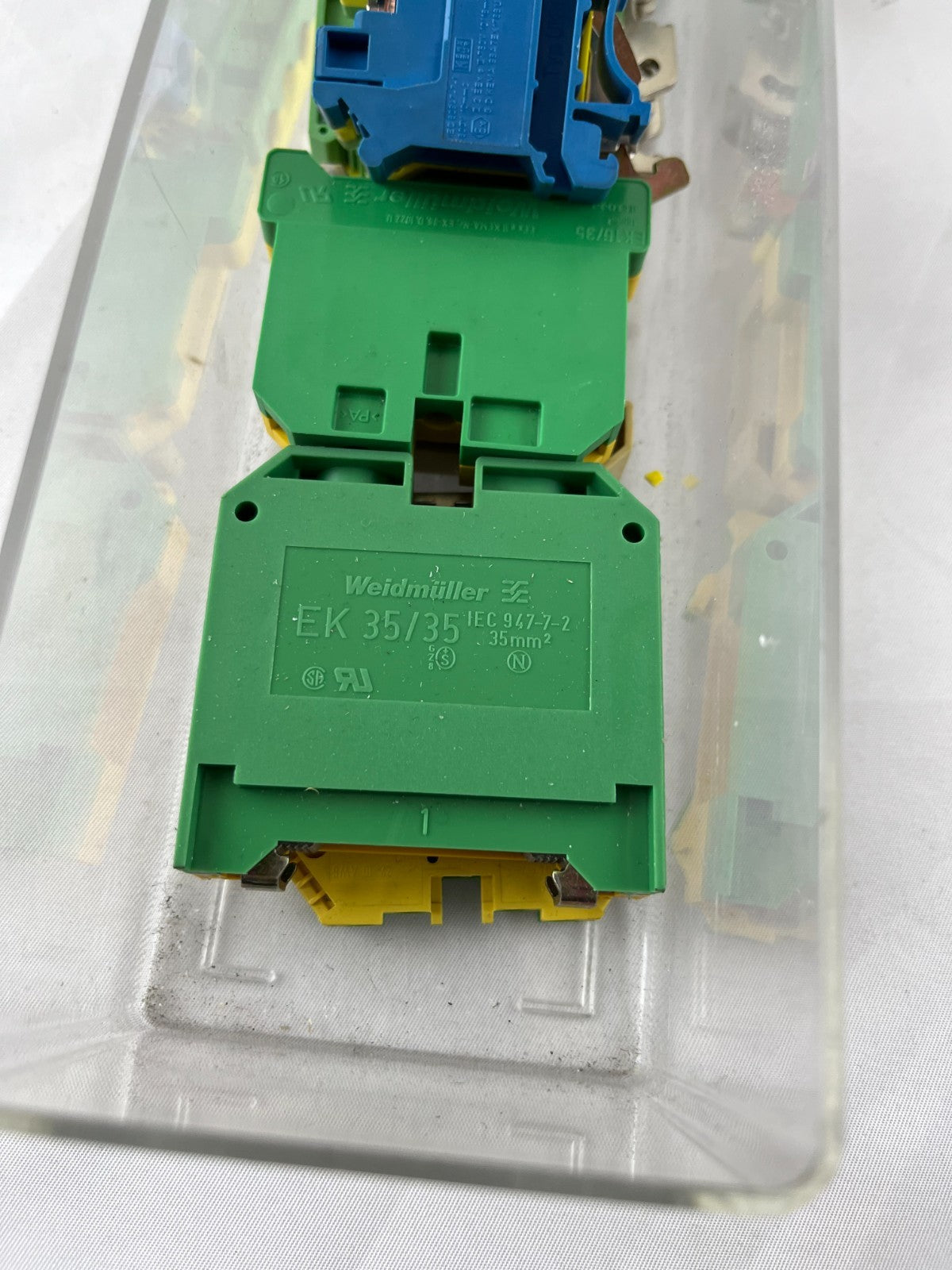 Heavy Duty Terminal Block Lot Weidmuller EK 35/35 Used 35mm2 Green Blue Mixed