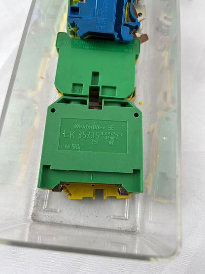 Heavy Duty Terminal Block Lot Weidmuller EK 35/35 Used 35mm2 Green Blue Mixed