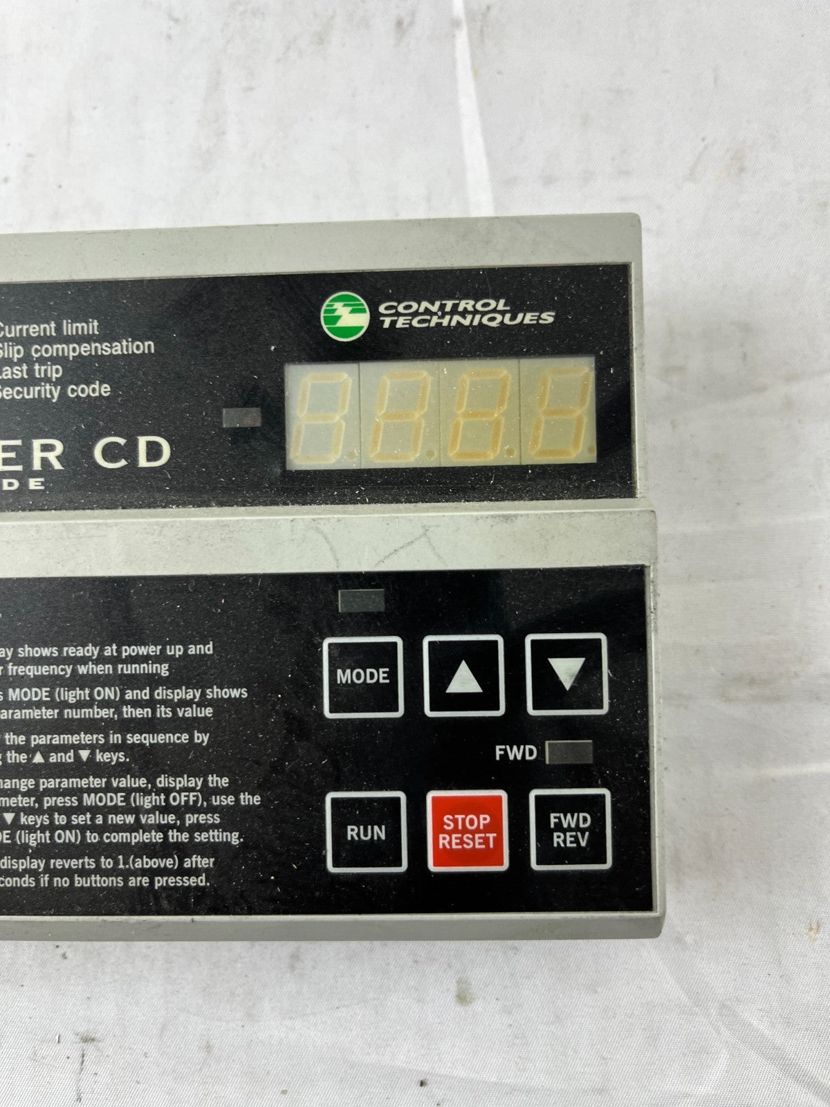 Control Techniques Commander CD Keypad Operator Panel DCN 93400 Used Working