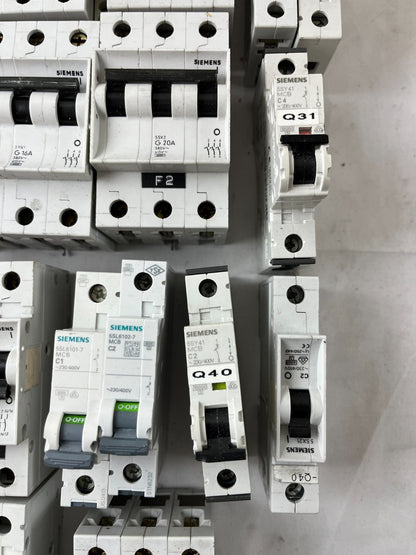 Siemens 5SX2 5SL61 MCB Breaker Lot C2 C4 C6 C10 C16 G20 Mixed Used Spares