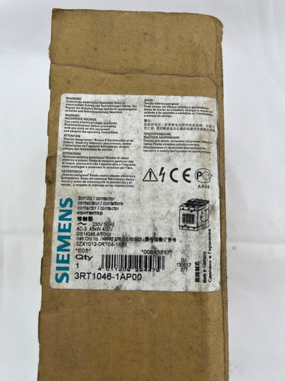 Siemens Sirius 3RT1046-1AP00 Contactor 95A 45kW 3-Pole 230V AC Brand New in Box