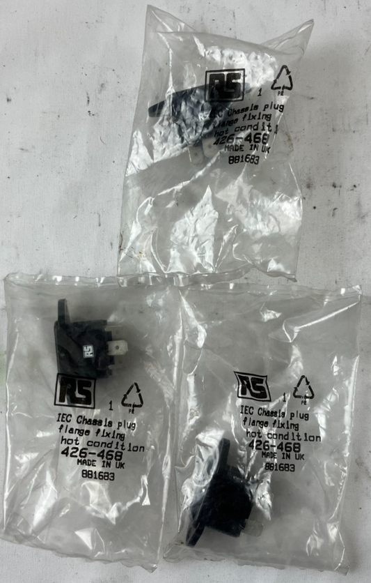 RS 426-468 IEC Chassis Plug Flange Panel Mount New 3pcs 881683 UK Spares