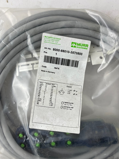 Murr Elektronik exact8 8000-88010-3570500 8-Port M8 Distribution 5m Cable NEW