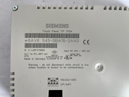Siemens Tp170A 6Av6545‑0Ba15‑2Ax0 Hmi Touch Panel 5.7In 24V Used Spare Unit