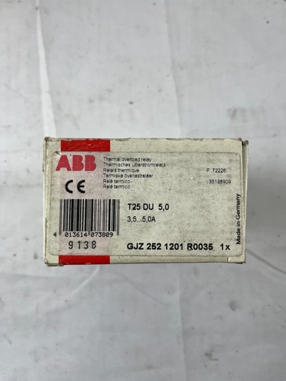 ABB T25 DU 5.0 Thermal Overload Relay 3.5–5.0A New in Box Spare Part