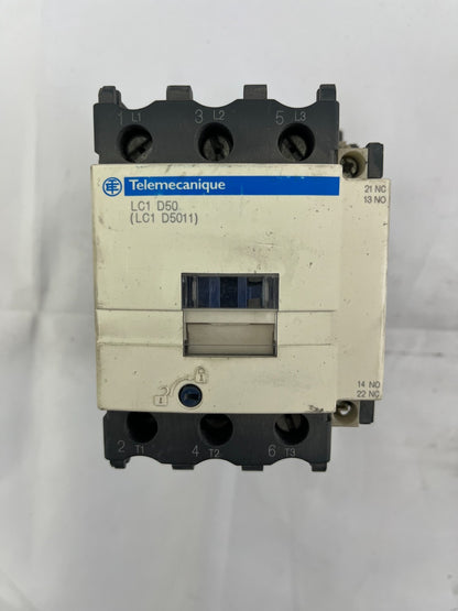 Telemecanique LC1 D50 (LC1 D5011) AC Contactor, 80A 3P, Schneider Electric, Used