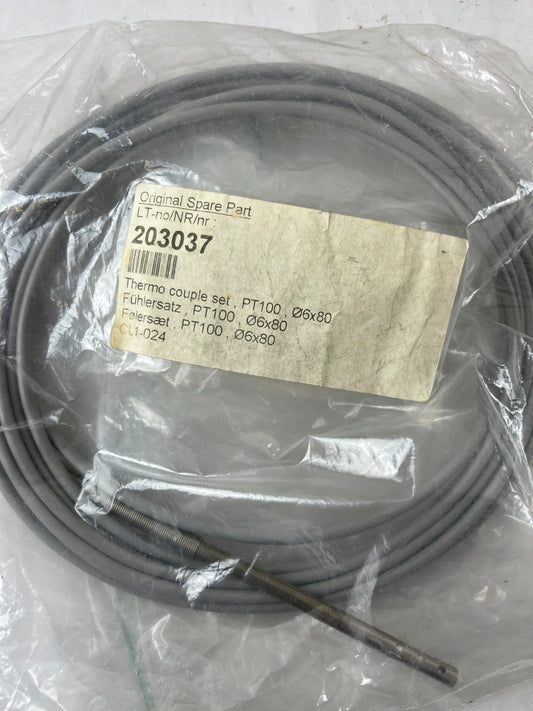 PT100 Temperature Sensor Probe Ø6x80mm 5m Cable Industrial RTD New Unit