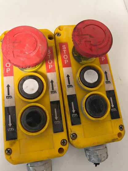 Pendant Control Stations 2x – Up/Down + Emergency Stop, Used Working Lot