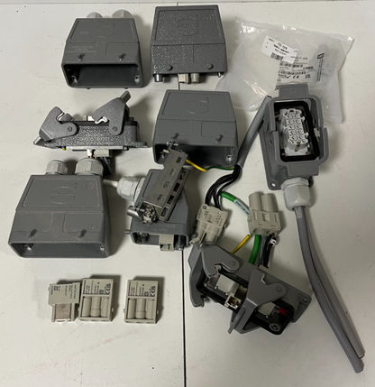 Harting Han Heavy Duty Connector Lot Enclosures Inserts Cable Hoods Used Bundle
