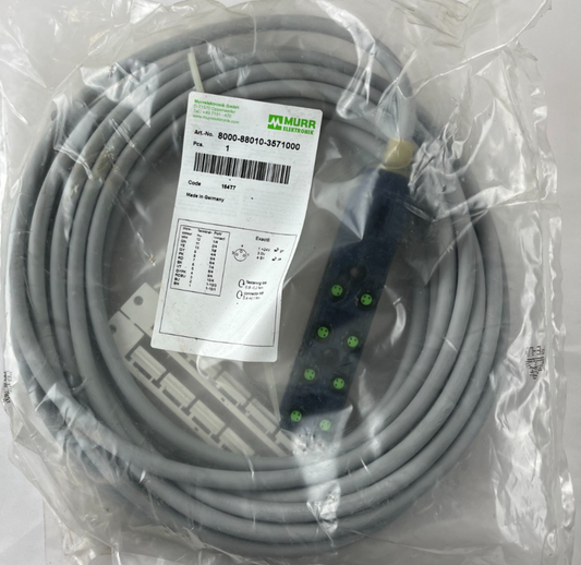 Murr Elektronik 8000-88010-3571000 Exact8 M8 Distribution Cable 8×M8 3-Pin 10m