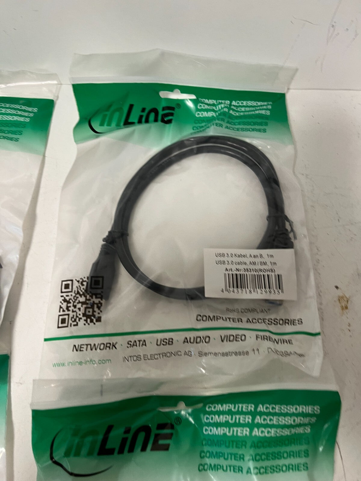 Lot of 5x InLine USB 3.0 Cable AM to BM 1m Black Art. 35310 New Sealed