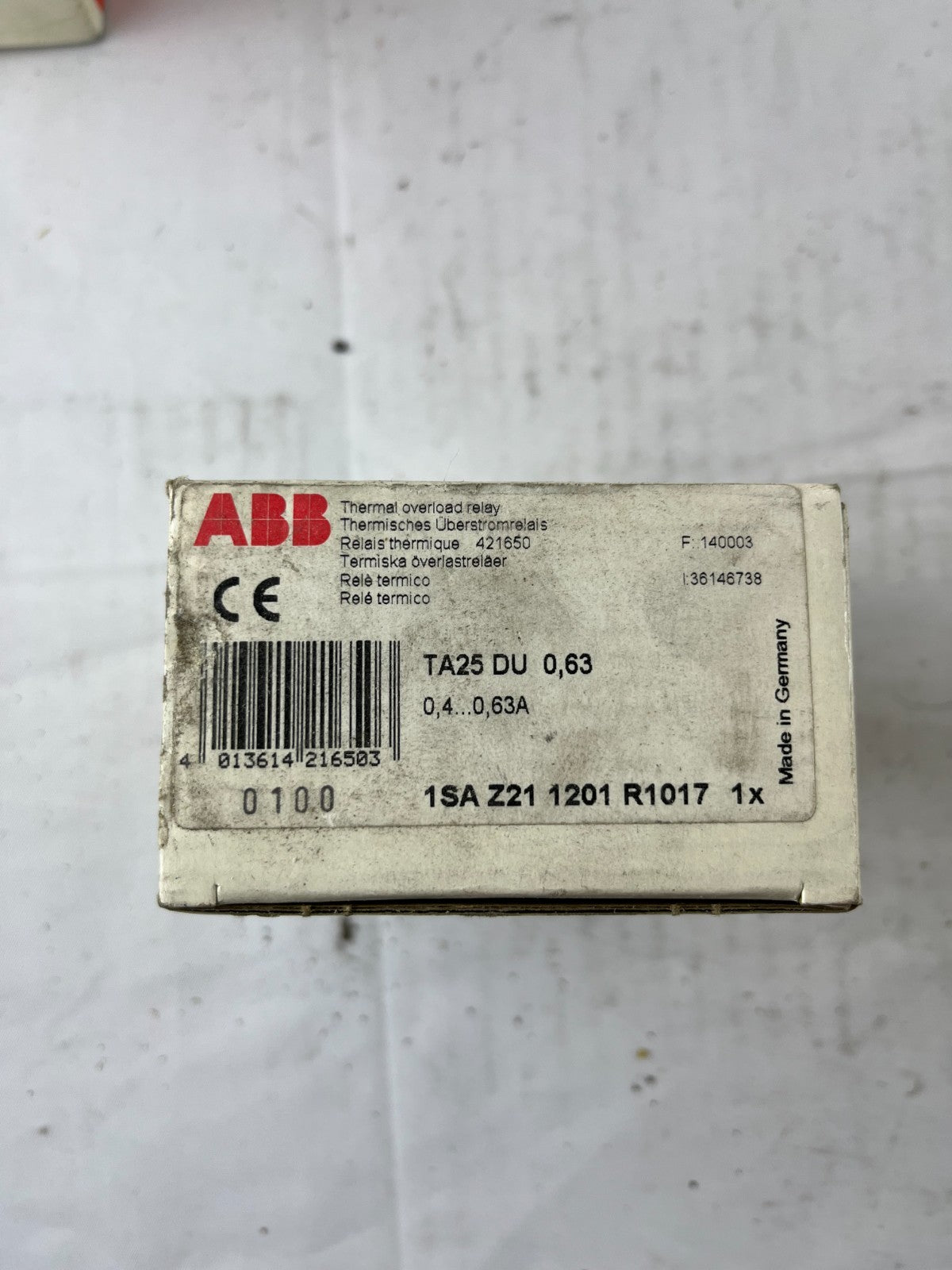ABB TA25DU-0.63 Thermal Overload Relay 0.40–0.63A New in Box Spare Part