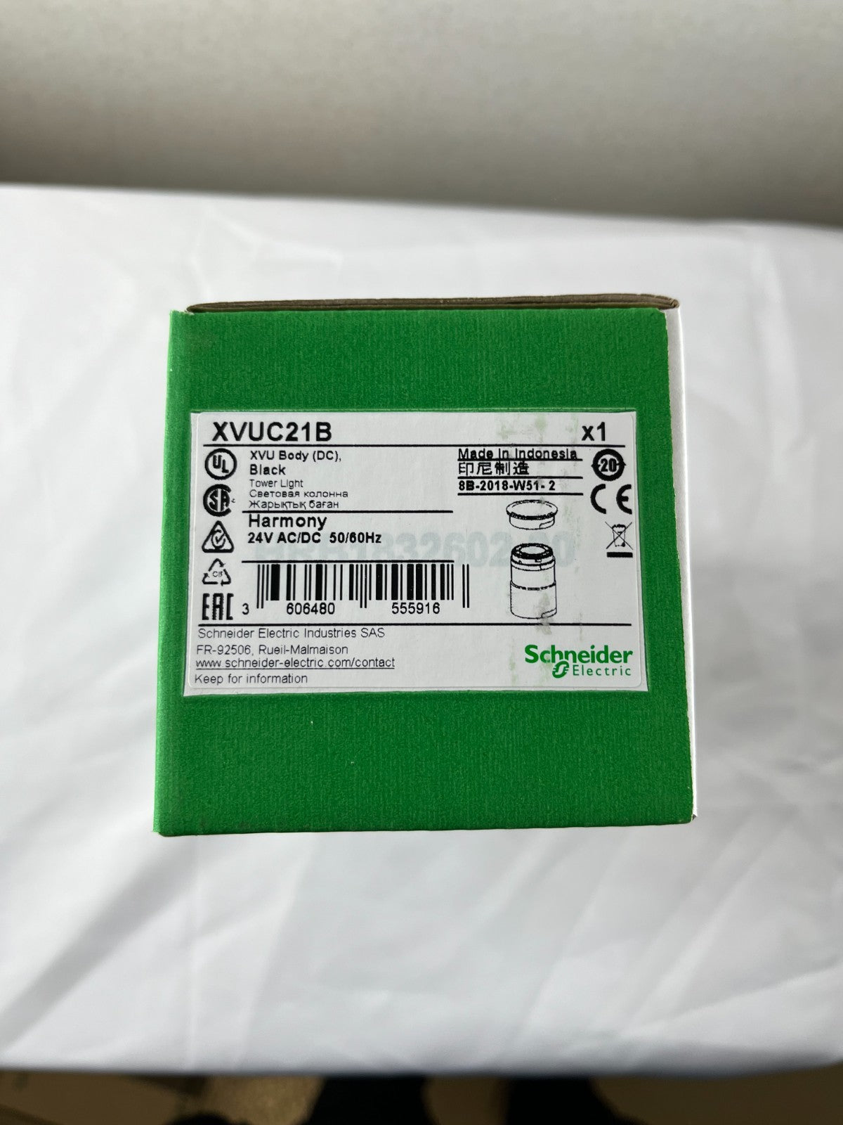Schneider Electric XVUC21B Harmony XVU Tower Light Base NEW 24V DC Black 60mm
