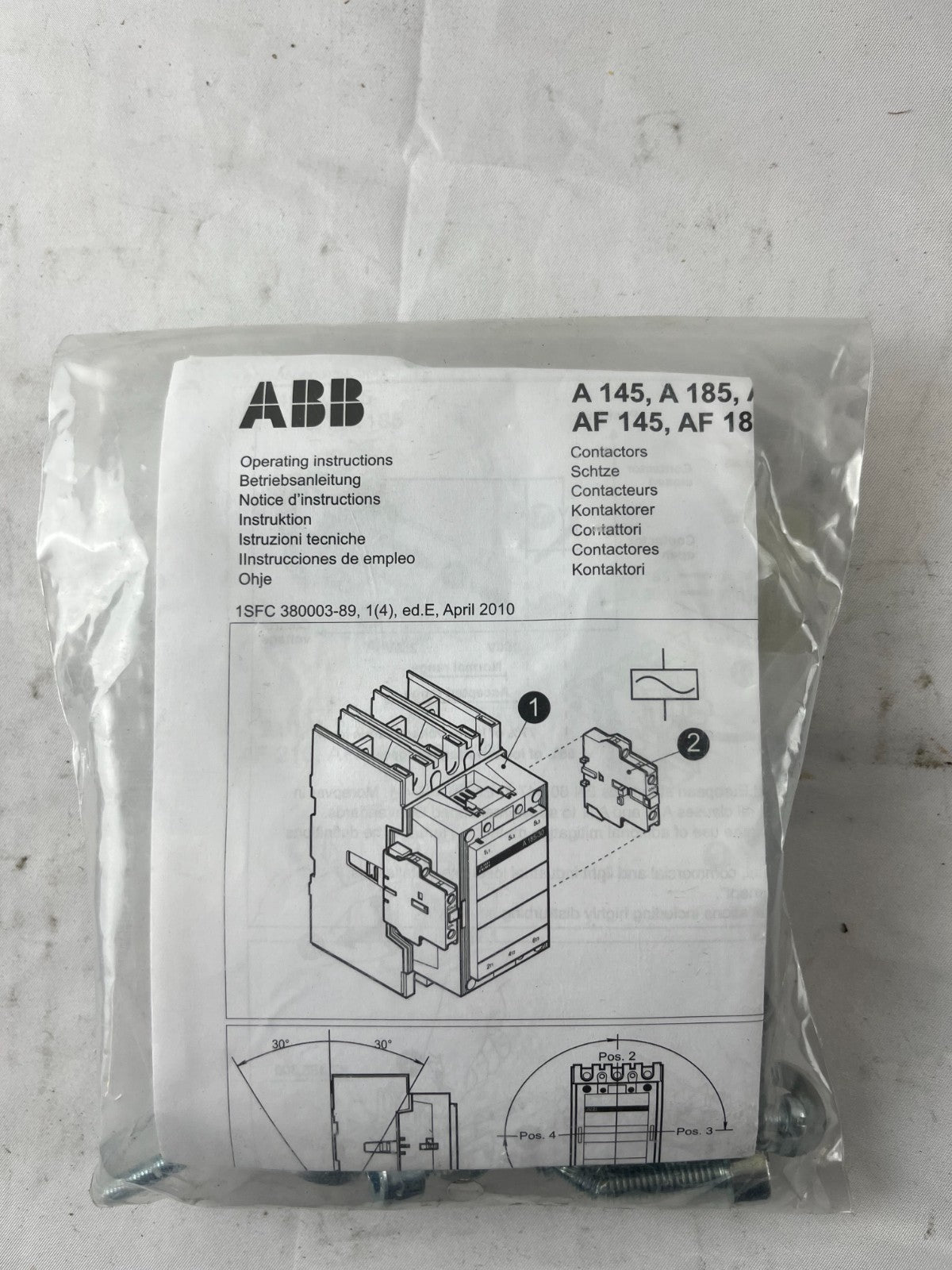 ABB Mounting Kit for A145 A185 AF145 AF185 Contactors New Spare Unit
