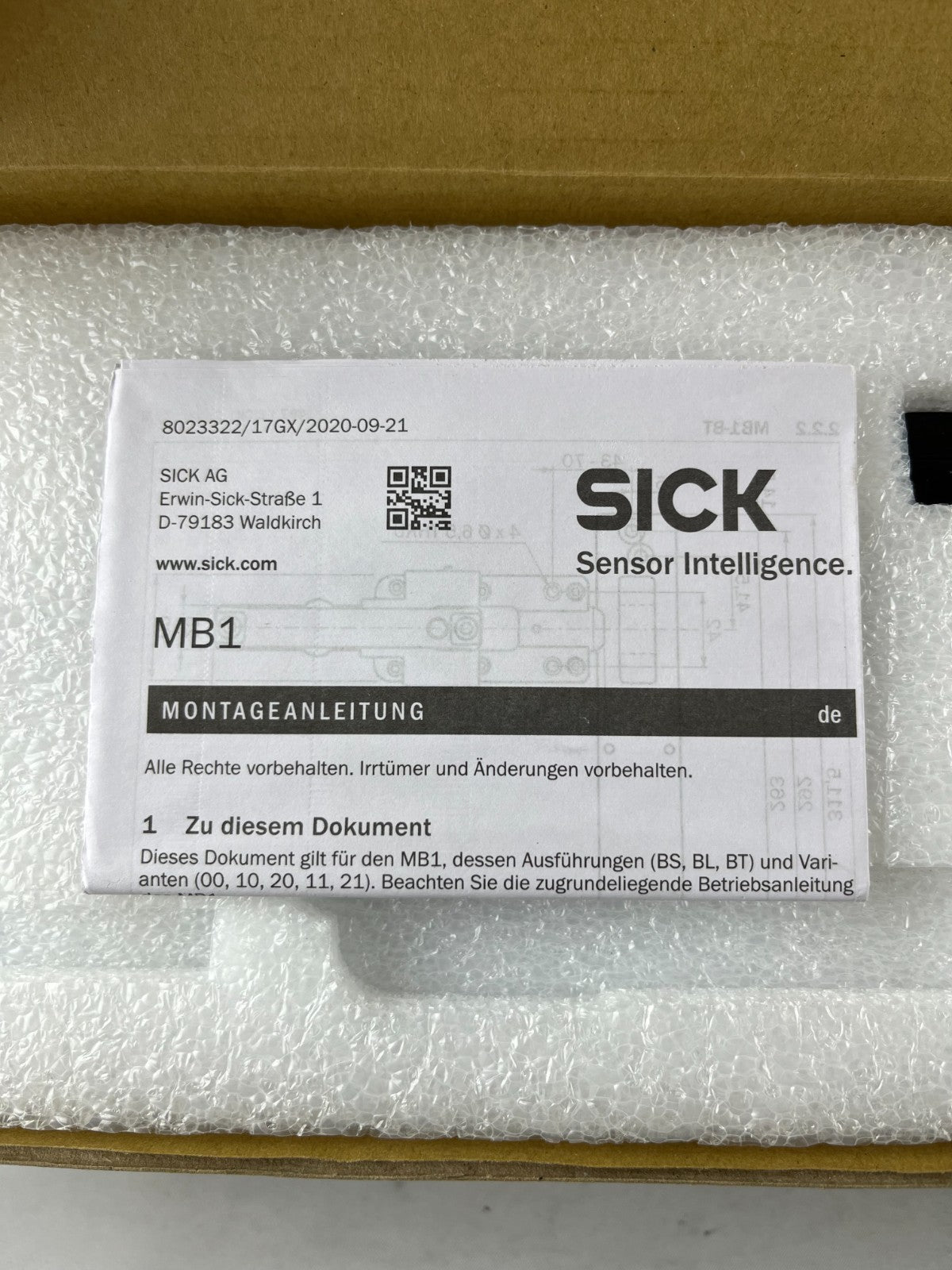 SICK MB1-BL00 1091788 Mounting Bracket Kit Safety Interlock NEW Sealed Germany
