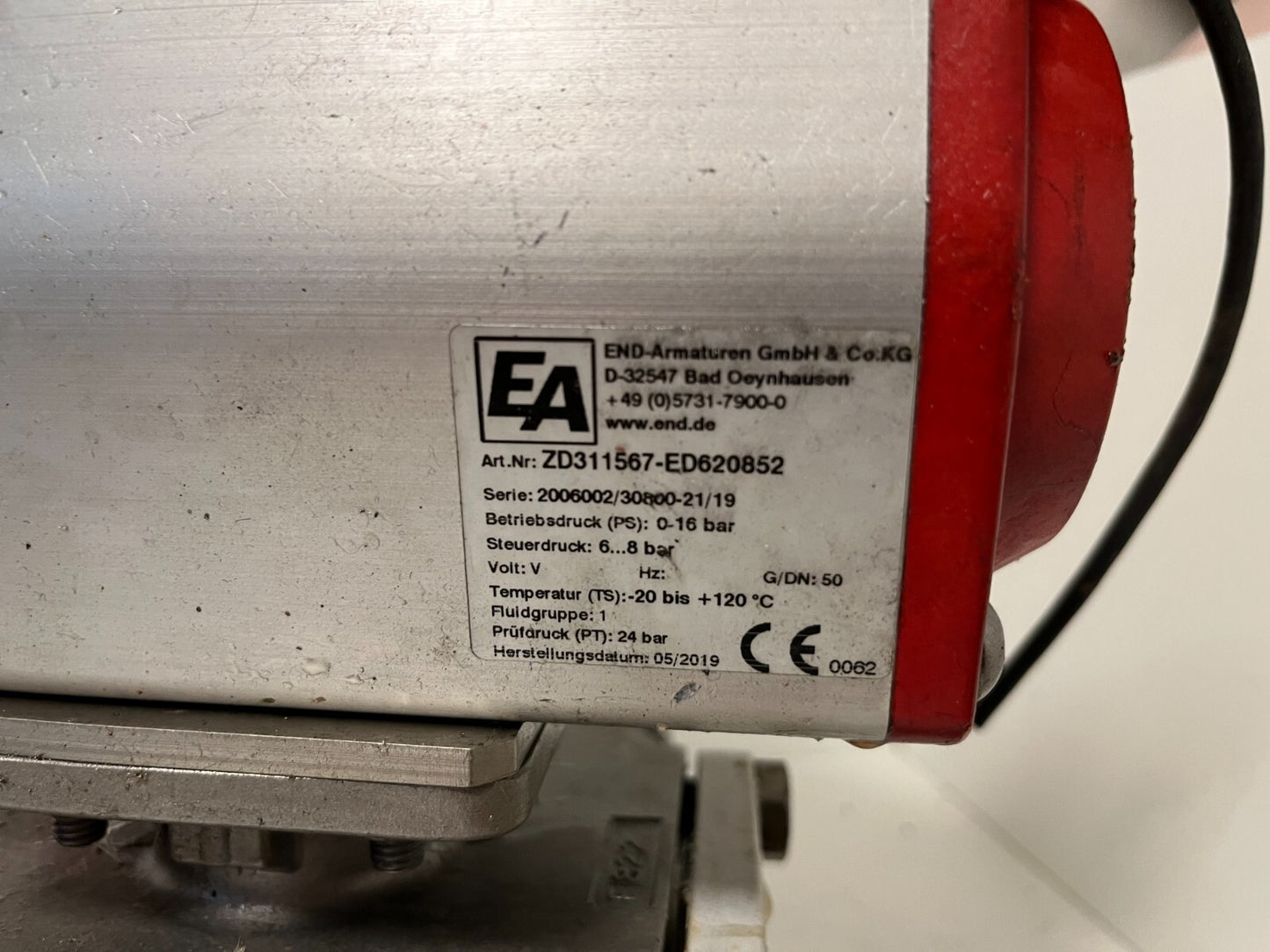 END-Armaturen ZD311567 DN50 Ball Valve Pneumatic Actuator Airtec Solenoid Used