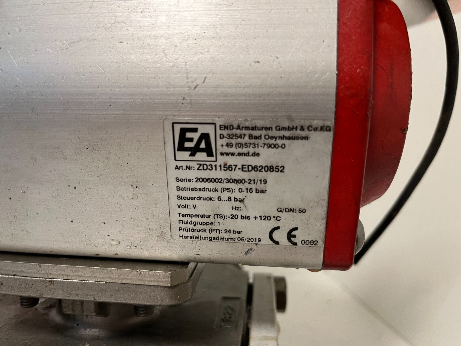 END-Armaturen ZD311567 DN50 Ball Valve Pneumatic Actuator Airtec Solenoid Used