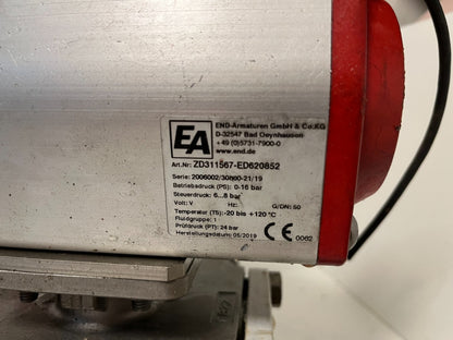 END-Armaturen ZD311567 DN50 Ball Valve Pneumatic Actuator Airtec Solenoid Used