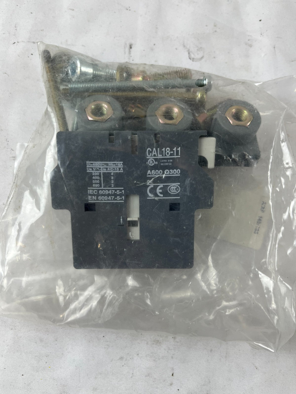 CAL18-11 Auxiliary Contact Block A600 Q300 IEC 60947-5-1 New NOS