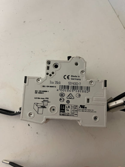 Siemens 5SY43 C2 3-Pole MCB 2A 400V Miniature Circuit Breaker Used Spare Unit