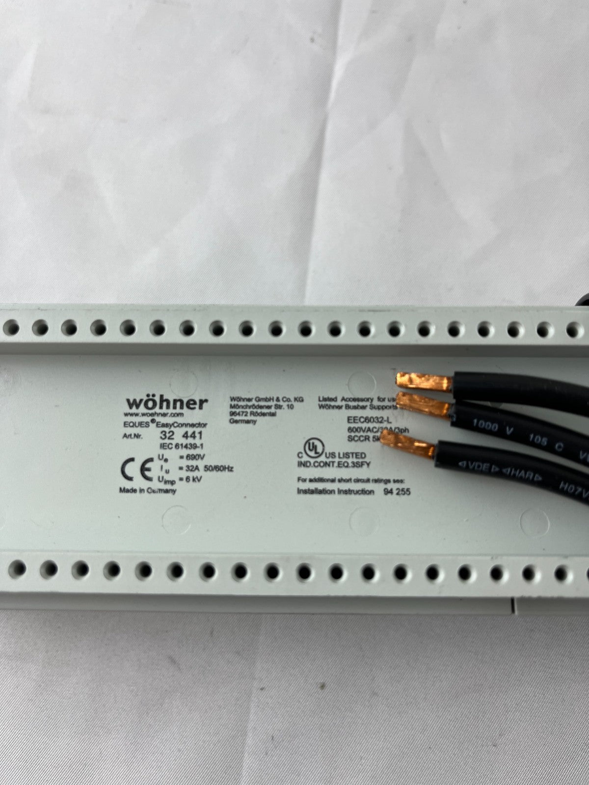 Wöhner 32 441 EQUES EasyConnector Busbar Adapter 32A 690V 60Classic New