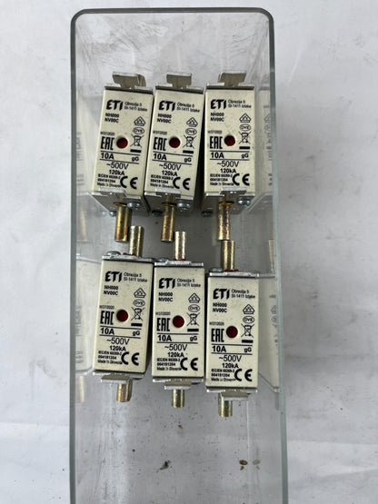 Lot 6x ETI NH000 NV000C Fuse Links 10A 500V gG 120kA 004181204 New Slovenia