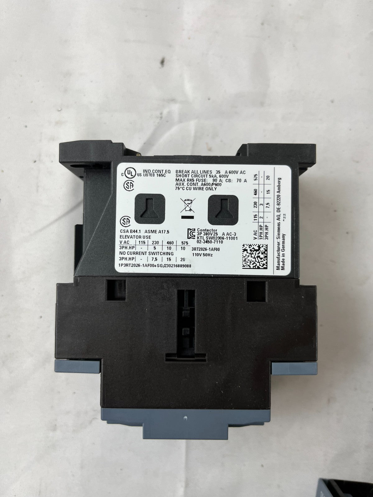 Siemens 3RT2026-1AF00 Contactor 110V Coil 3P SIRIUS Used Lot 3 Spare Units