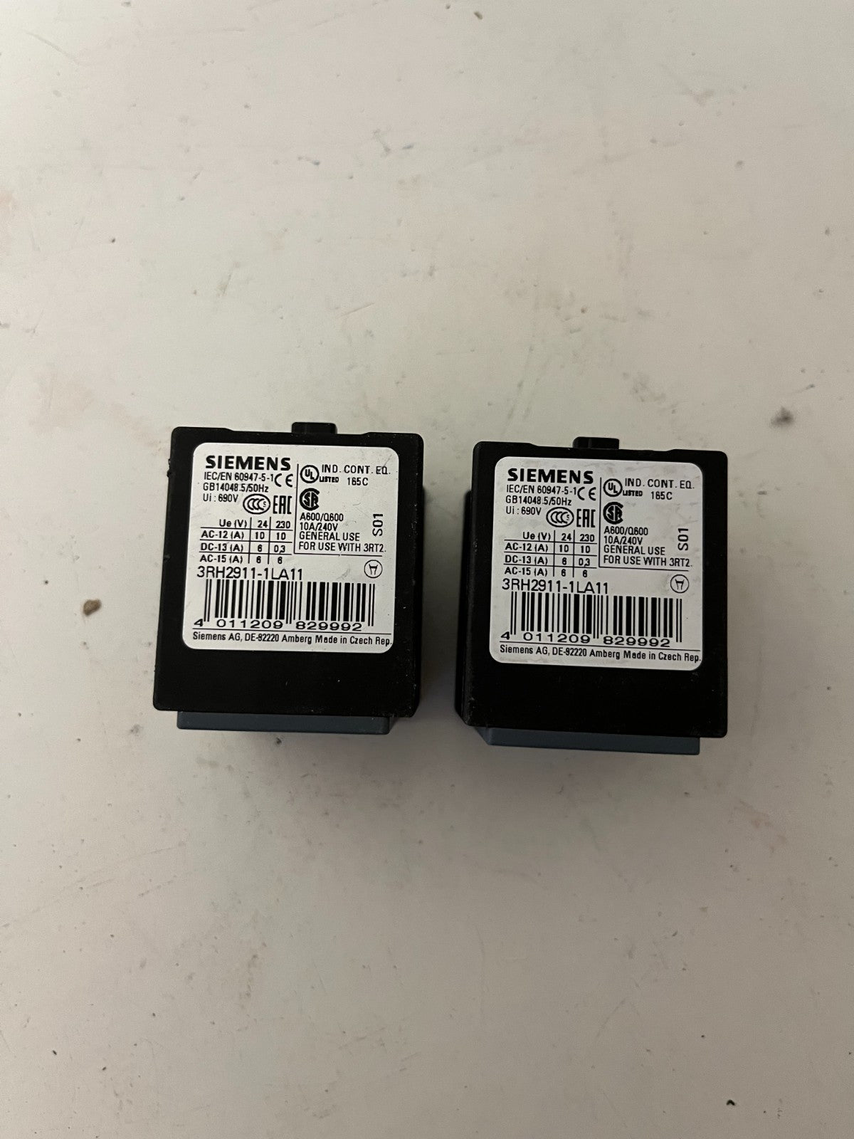 Lot 2 Siemens 3RH2911-1LA11 Auxiliary Contact Block 2NO 2NC for 3RT2 Used Spares