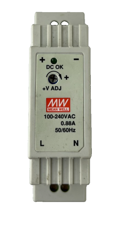 Mean Well DR-15-24 DIN Rail Power Supply 100–240VAC 24VDC 0.63A Used Spare Part