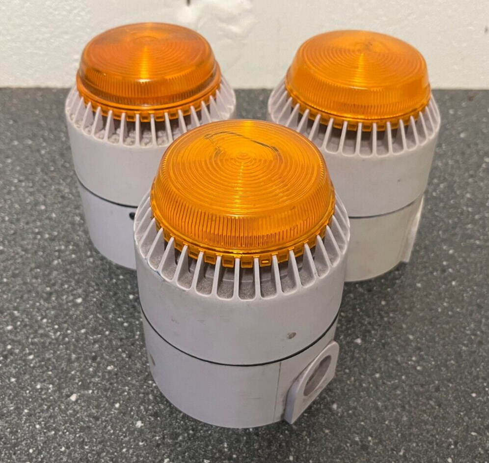 Bundle of 3 Industrial Amber Signal Warning Lights - Tested & Working