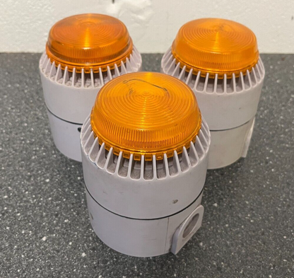 Bundle of 3 Industrial Amber Signal Warning Lights - Tested & Working