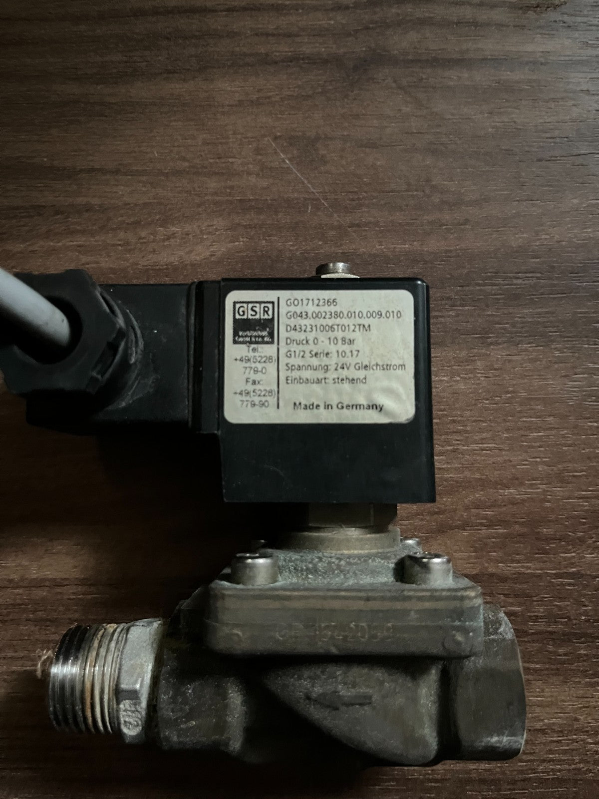 GSR Solenoid Valve 24V DC 18.5W 0–10 Bar G1/2 IP65 Industrial Automation Germany
