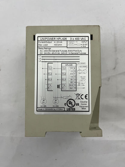 Unipower HPL426 Motor Protection Relay 3x400V AC Load Monitor NEW Made Denmark