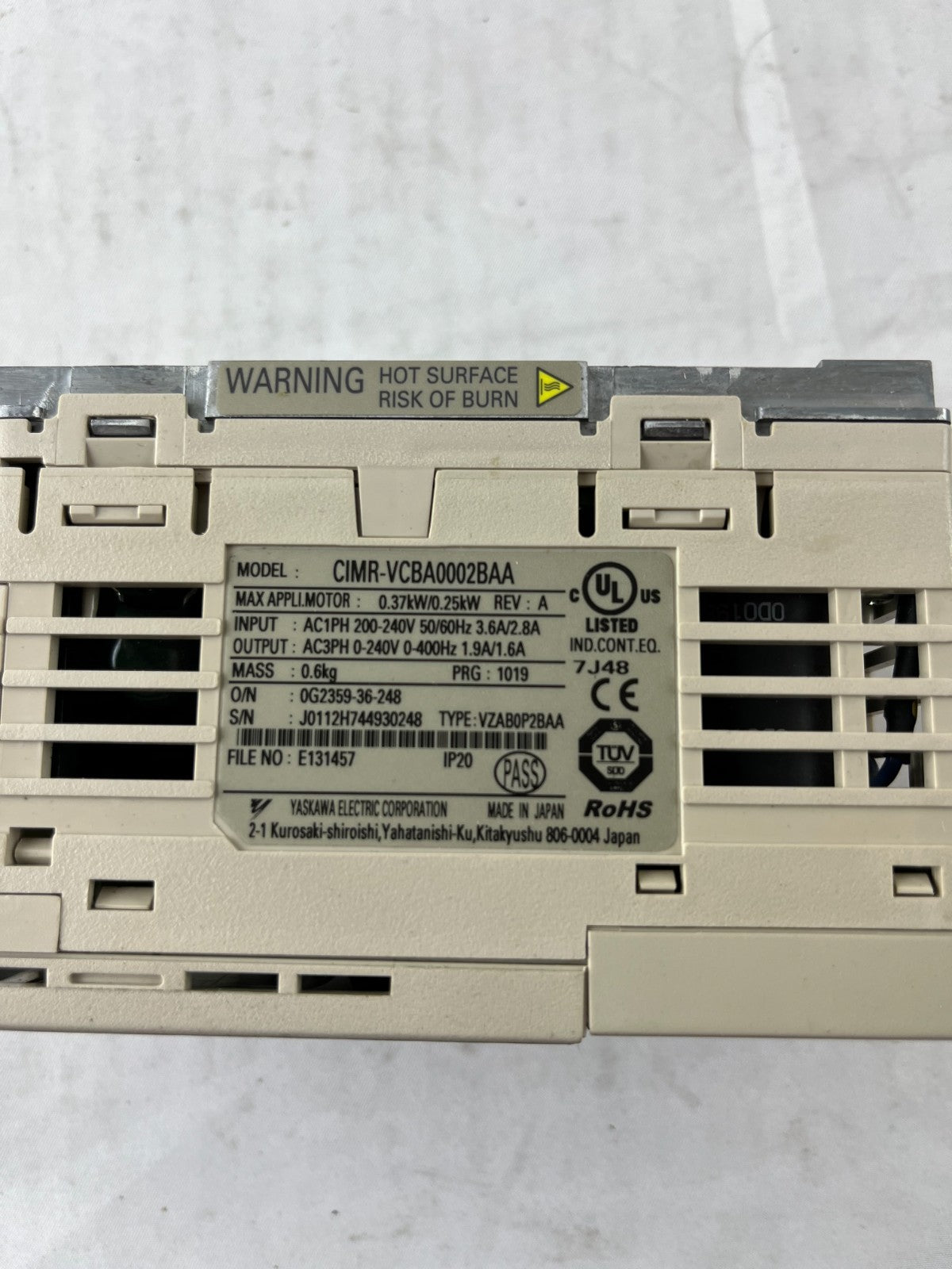 Omron V1000 CIMR-VZAB0P4BAA Inverter Drive 0.55kW 200–240V 1-Phase Used