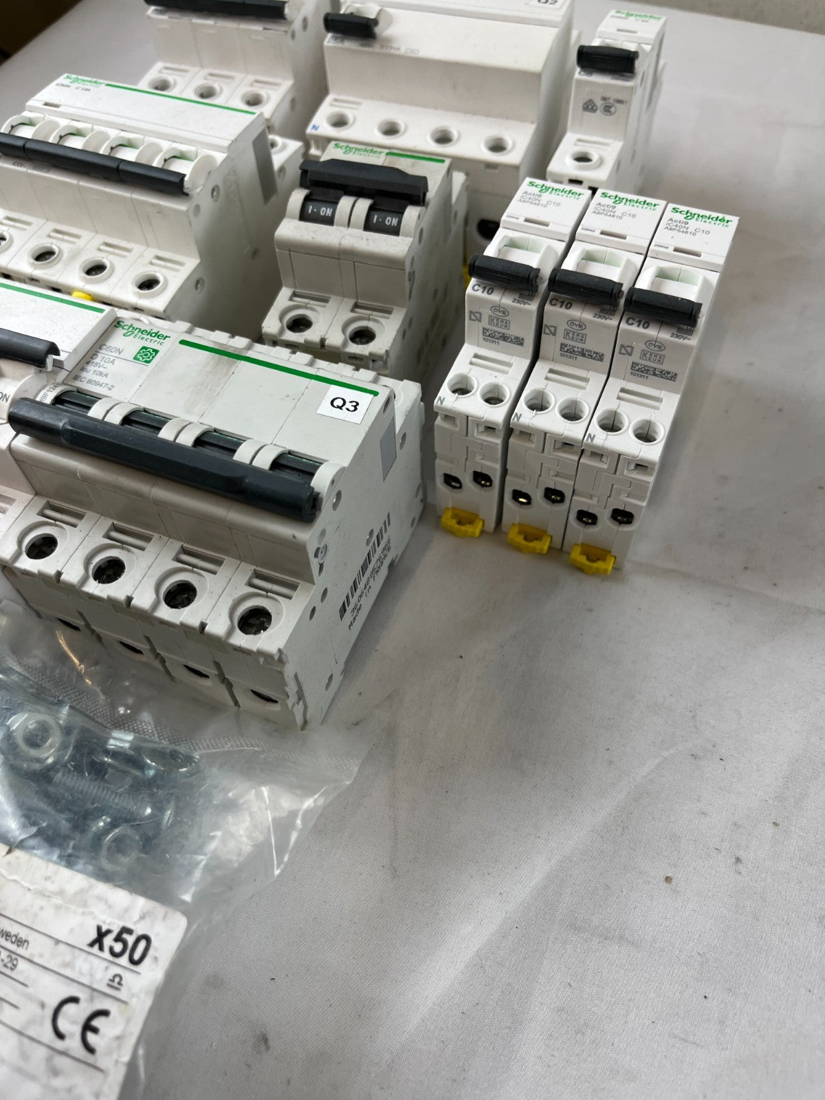 Schneider Electric iC60N Acti9 Breaker RCCB Lot C6 C10 C13 C32 C50 Used Spares