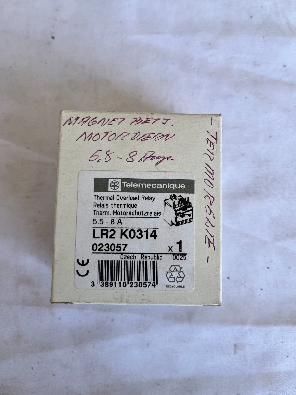 Telemecanique LR2 K0314 Thermal Overload Relay 5.5-8A New Spare Unit