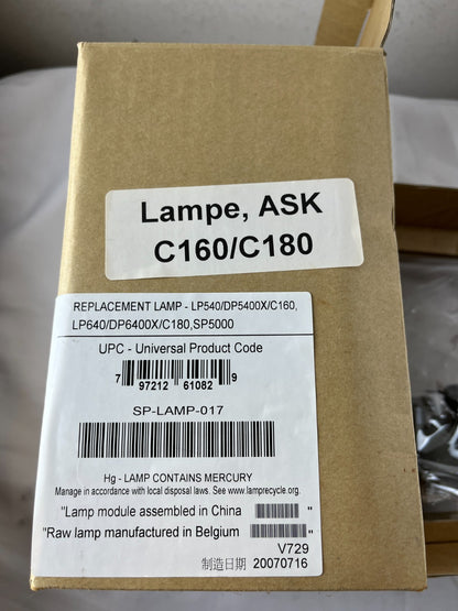 ASK SP-LAMP-017 Replacement Projector Lamp Module C160 C180 SP5000 Used