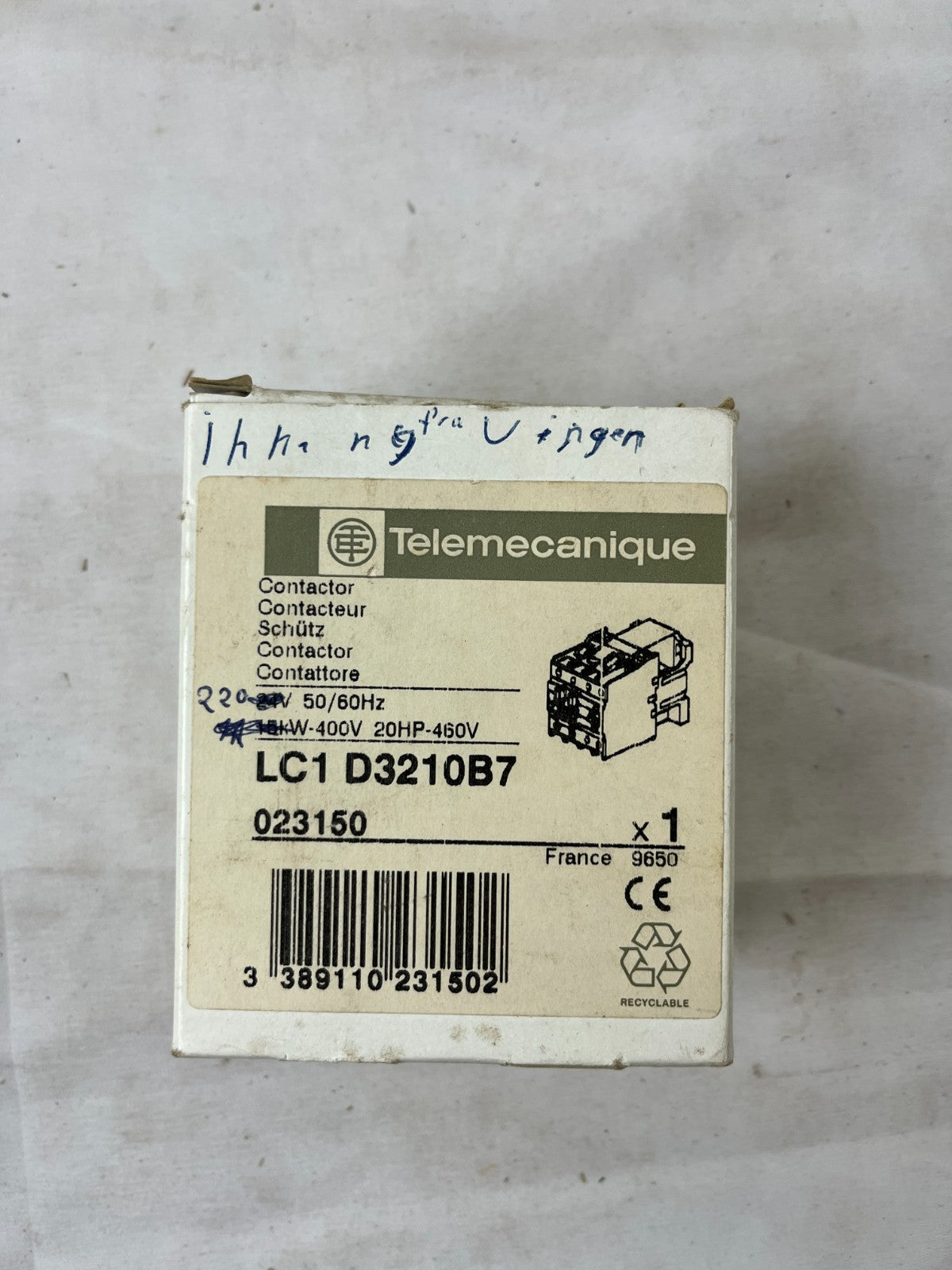 Telemecanique LC1D3210B7 Contactor 32A 15kW 3-Pole 24VAC Coil New In Box