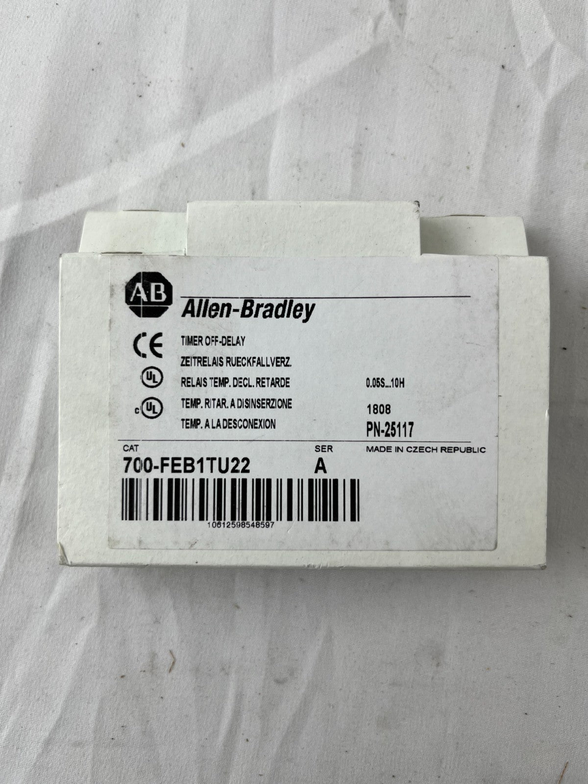 Allen-Bradley 700-FEB1TU22 Timer NEW OFF-DELAY 0.05s-10h 110-240VAC Czech Made