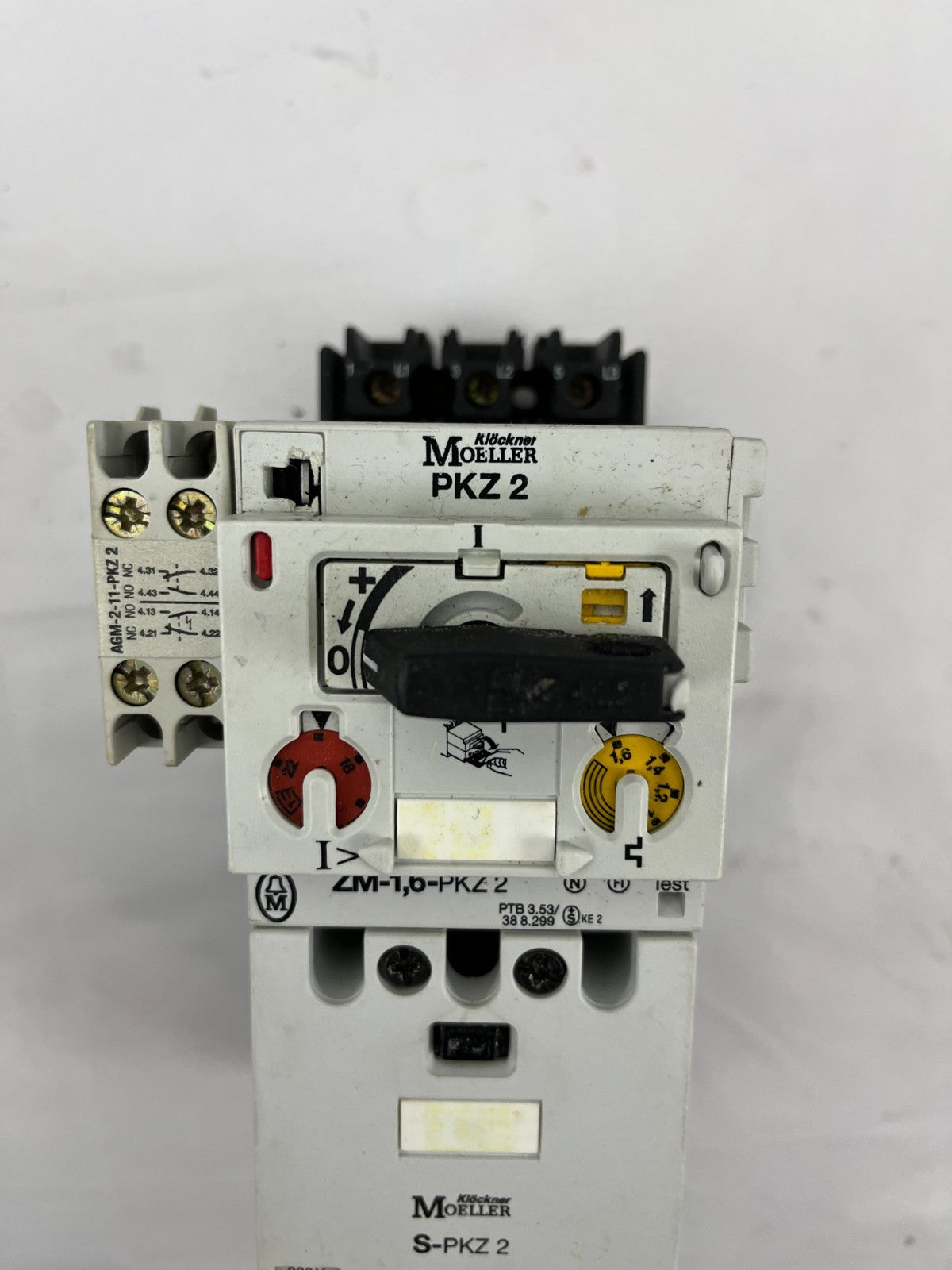 Moeller PKZ2 Motor Protection Breaker ZM-1,6-PKZ2 S-PKZ2 1-1.6A 10A 600VAC Used